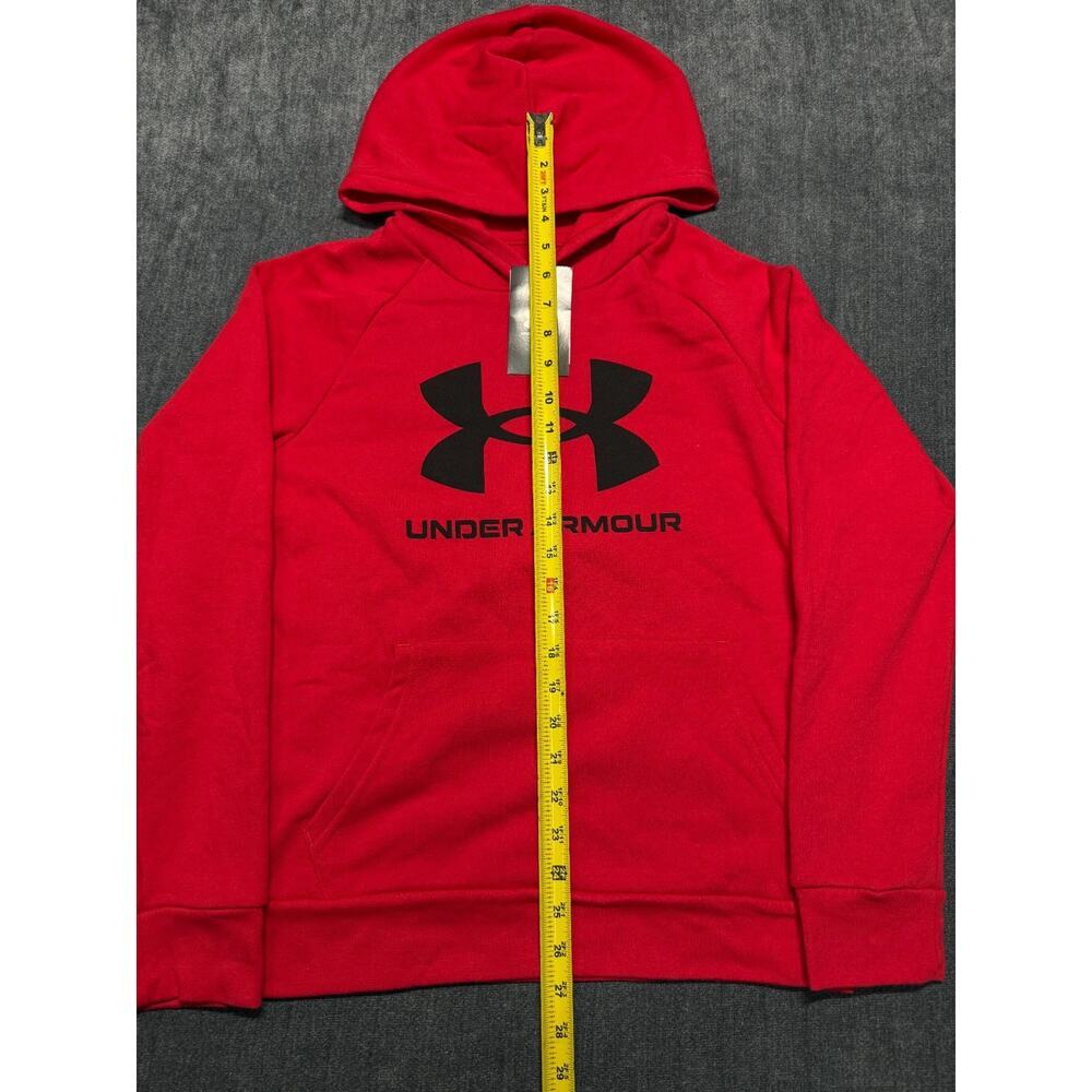 NWT Under Armour Rival Fleece Big Logo Hoodie Boys Large Racer Red Long Sleeve - Picture 2 of 6